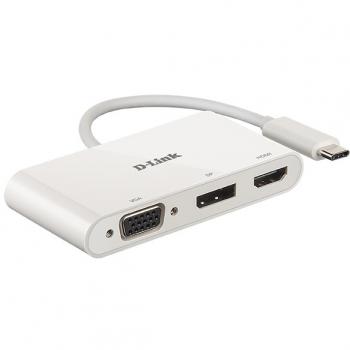 USB-C HUB 3Port D-Link DUB-V310 DisplayPort HDMI VGA 4K passiv White
